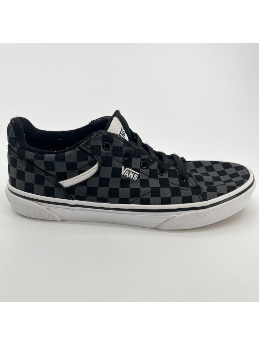 Vans Seldan Checkerboard Boys Size 6Y Black Gray Athletic Skate Shoes Sneakers